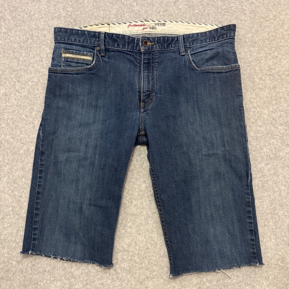 Vans Off The Wall Mens Denim Cut Off Shorts Medium Wash Size 36 Raw Hem Jorts